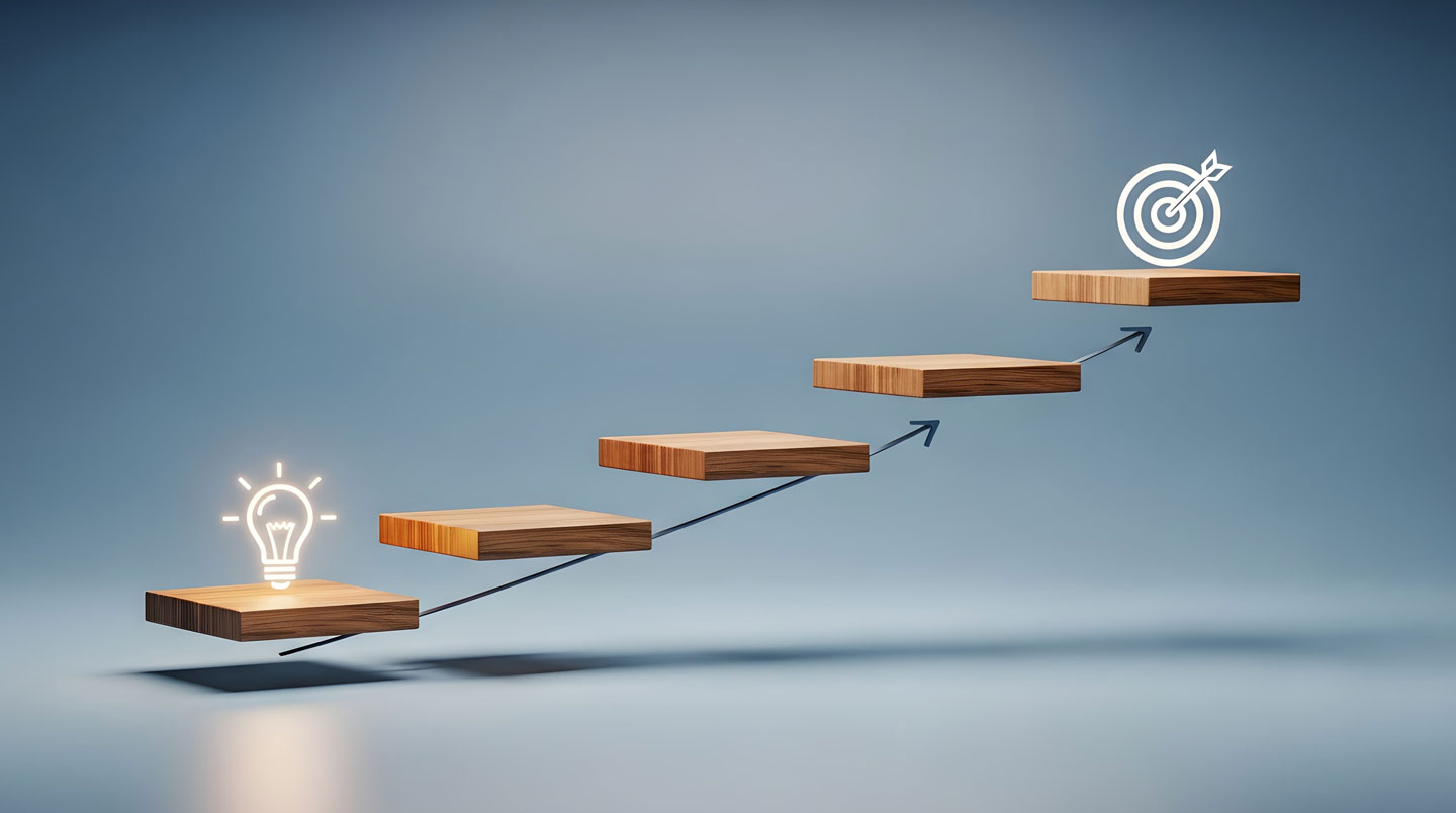 Composition abstraite de formes géométriques interconnectées représentant les outils et protocoles structurés du coaching professionnel